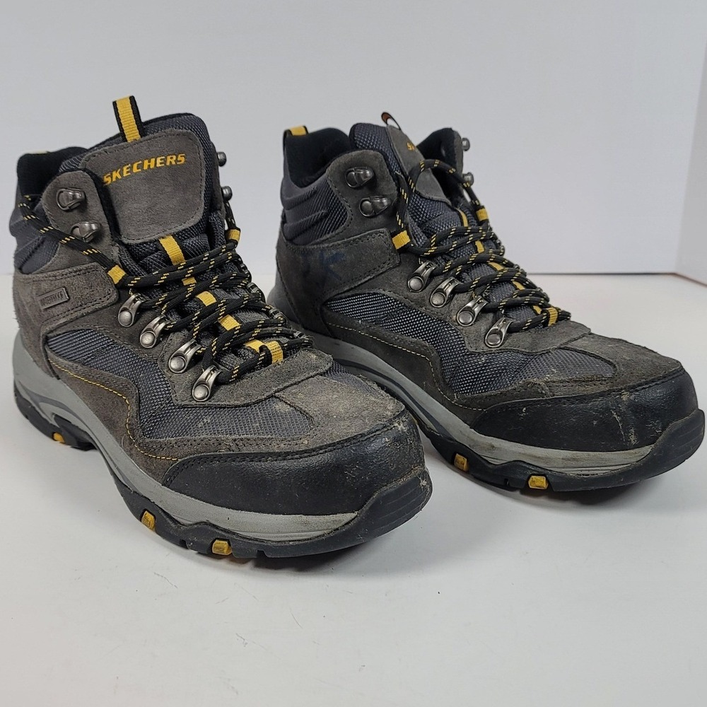 Skechers Relaxed Fit Waterproof Hiking Boots Grey Yellow SN 65672 Mens 8